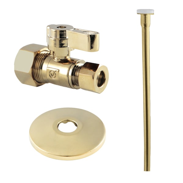 Toilet Supply Kit, 58 OD x 38 OD Comp Straight Valve, Polished Brass